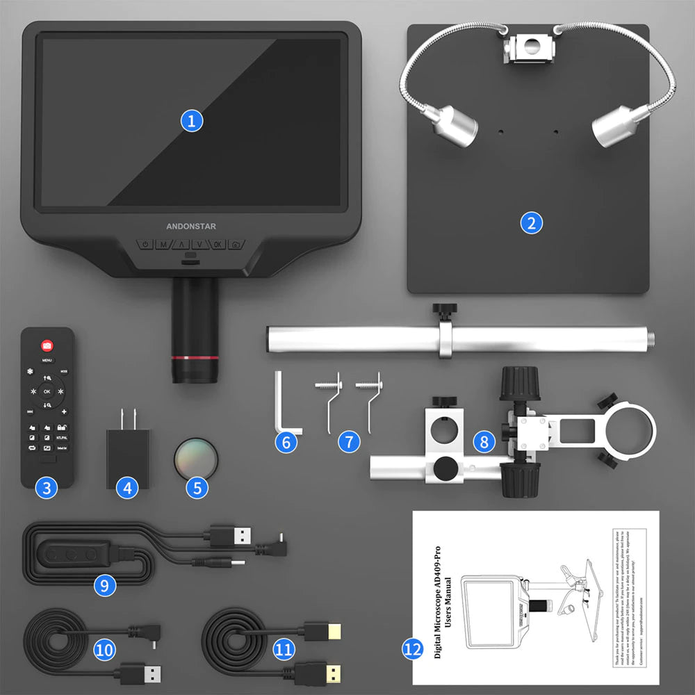 Andonstar 10.1'' AD409 PRO HDMI WIFI Digital Microscope for PCB SMT SMD Repair with Measure Software