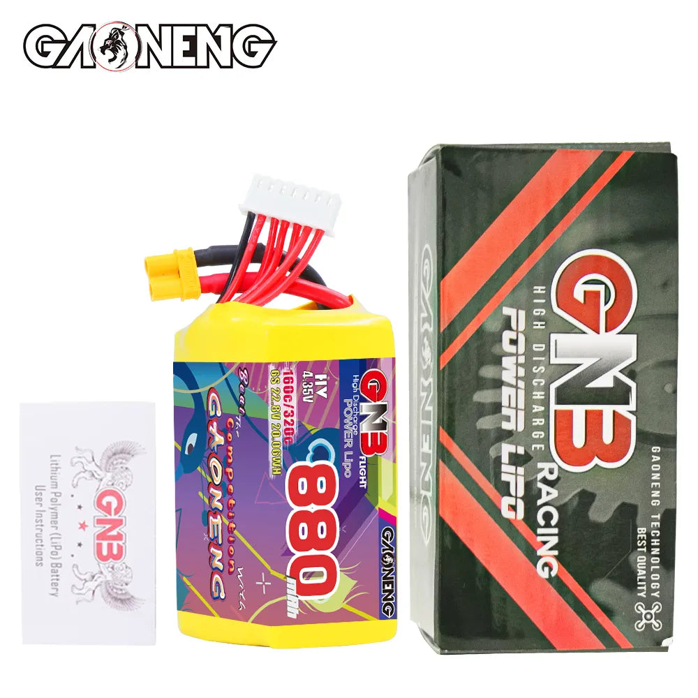 Hot Sale GAONENG 6S 22.8V 880mAh 160C LiPo Battery with XT30 Connector