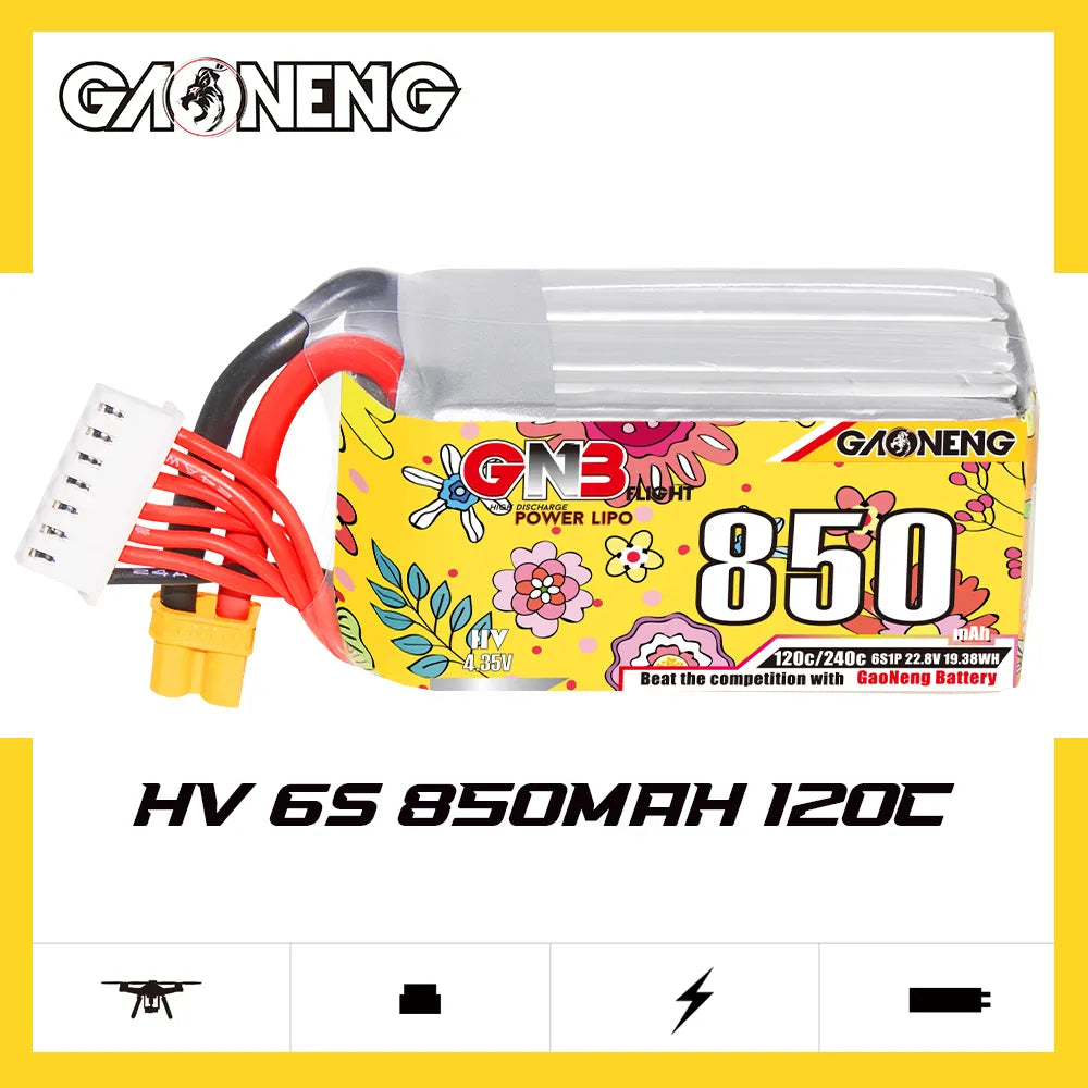 GAONENG GNB High - Voltage 6S 22.8V 850mAh 120C XT30 Connector LiPo Battery