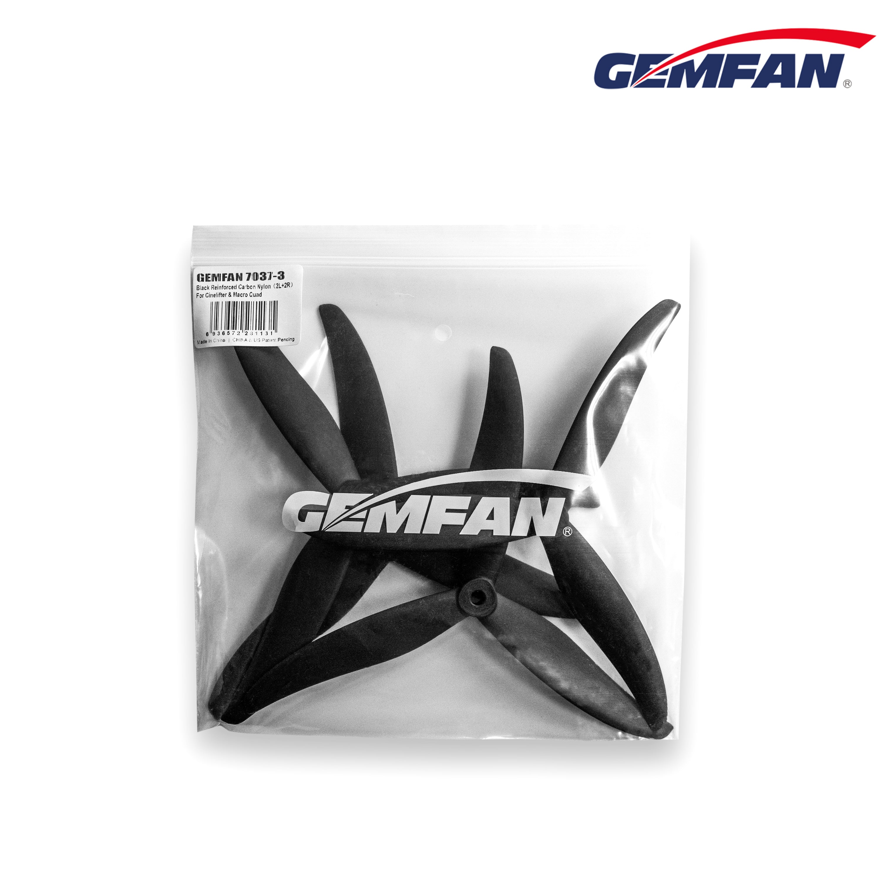 Gemfan 7037 CL Cinelifter 3-Blade Nylon Carbon Propellers (2 CW + 2 CCW) for Enhanced Drone Performance