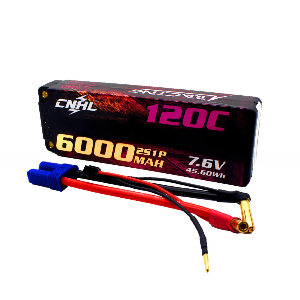 Hot Sale! CNHL Racing Series 6000mAh 7.6V 2S 120C HV Hard Case LiHV Lipo Battery with EC5 for RC Racing