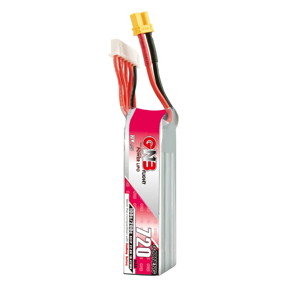 GAONENG GNB 6S 22.8V 720mAh 100C XT30 LiPo Battery - Long Type, Ideal for Drones [DG]