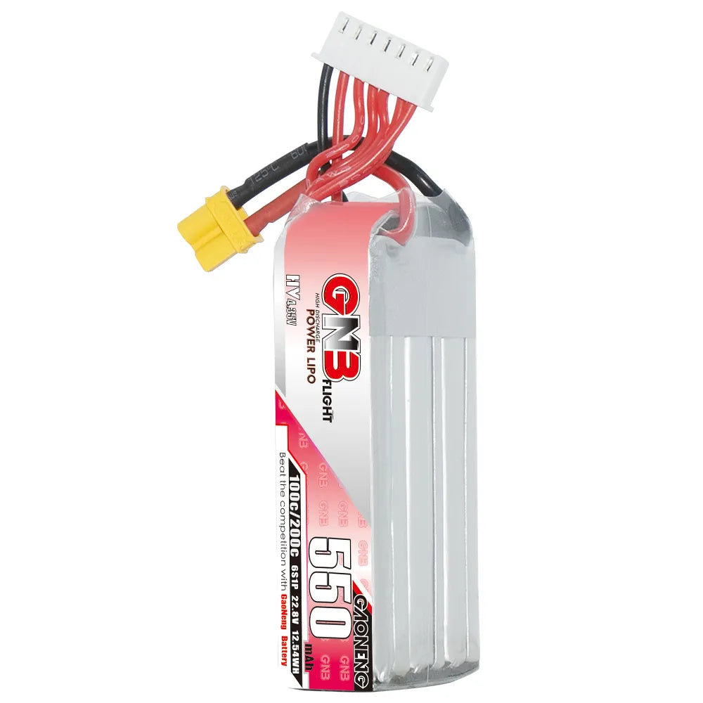 GAONENG GNB 6S 22.8V 550mAh 100C XT30 Long LiPo Battery for Drones