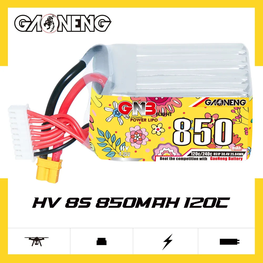 High - Energy GAONENG GNB 8S 30.4V 850mAh 120C XT30 LiPo Battery