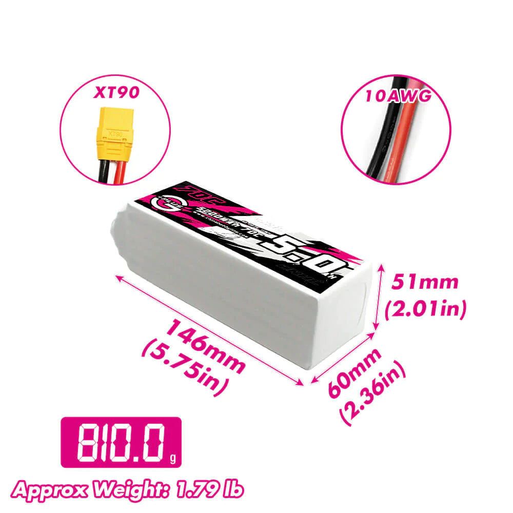 Hot Sale! CNHL G+Plus 5000mAh 22.2V 6S 70C Lipo RC Battery with XT90 Plug