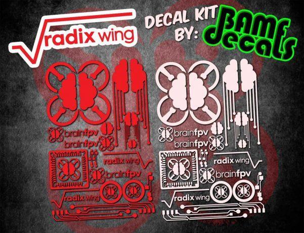 High - Quality BrainFPV Transfer Stickers for Wings in Red and White