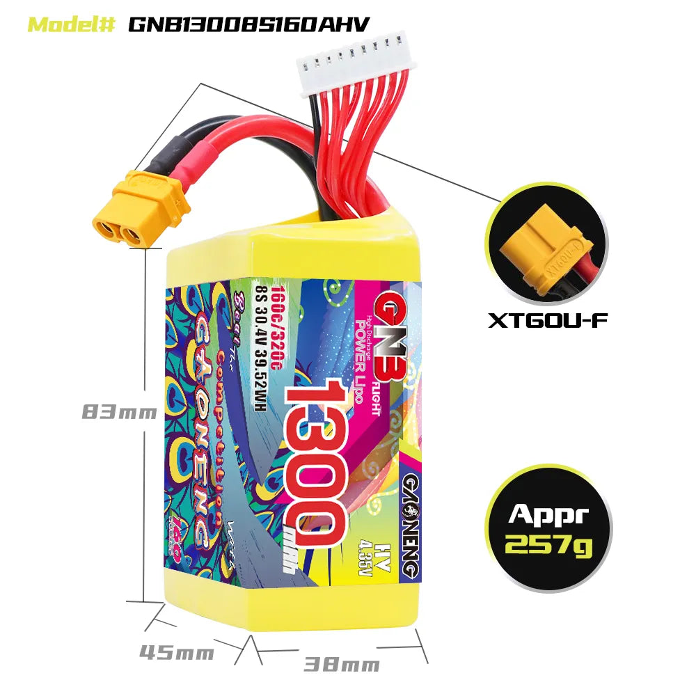 GAONENG High - Performance GNB 8S 30.4V 1300mAh 160C XT60 LiHV LiPo Battery