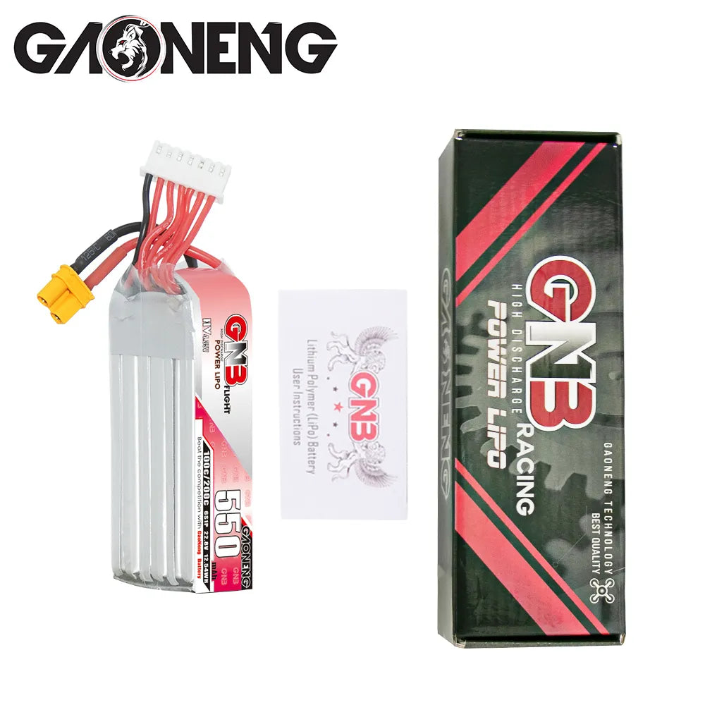 GAONENG GNB 6S 22.8V 550mAh 100C XT30 Long LiPo Battery for Drones