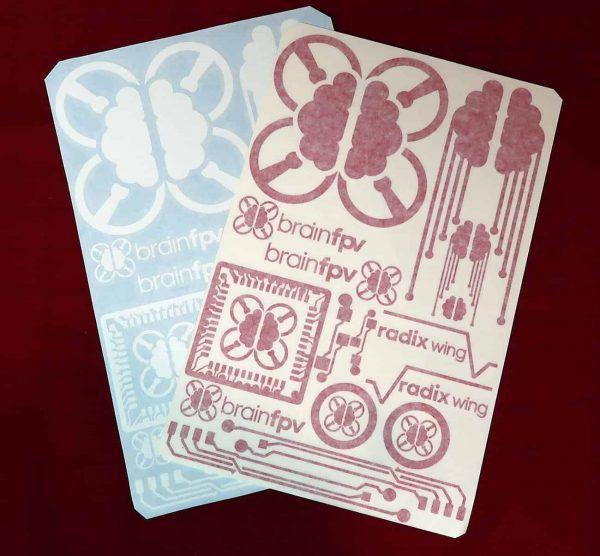 High - Quality BrainFPV Transfer Stickers for Wings in Red and White