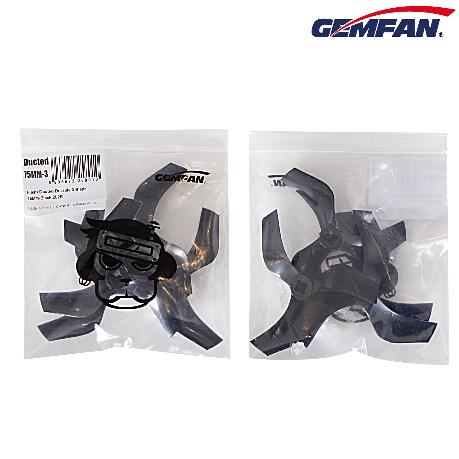 Gemfan D75 75mm 3-Blade Ducted Propellers with M5 Adapters - 1.5mm Shaft (2CW + 2CCW) - Great for Racing