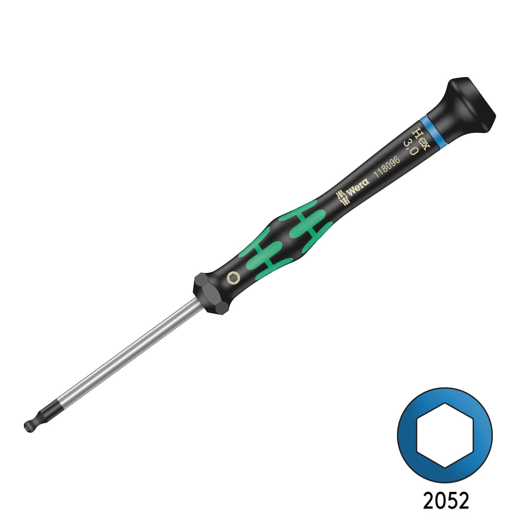 Wera 2052 3mm x 60mm High - Precision Ball End Hex Screw Driver