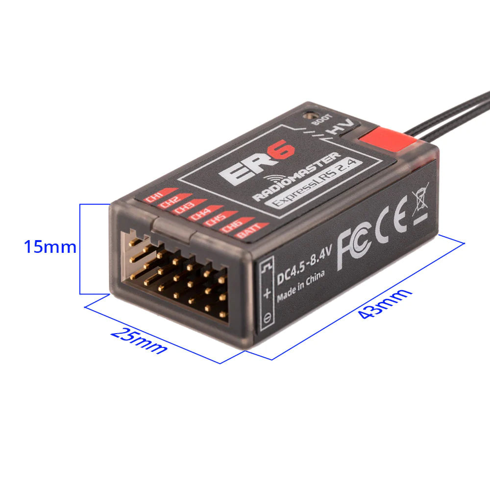 2.4GHz RadioMaster ER6 ELRS High-Performance PWM Receiver for Fixed-Wing