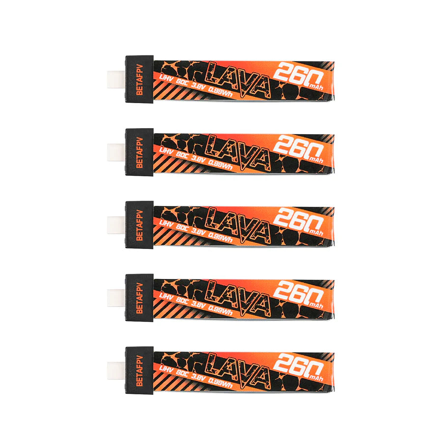 BetaFPV LAVA 1S 260mAh 80C High - Performance Drone Battery (Pack of 5)