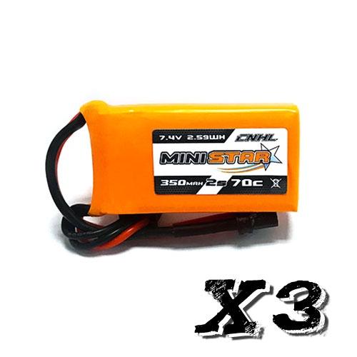 Chinahobbyline CNHL Ministar 7.4V 2S 70C 350mAh Lipo Battery Pack of 3 [DG] - Great Deal!