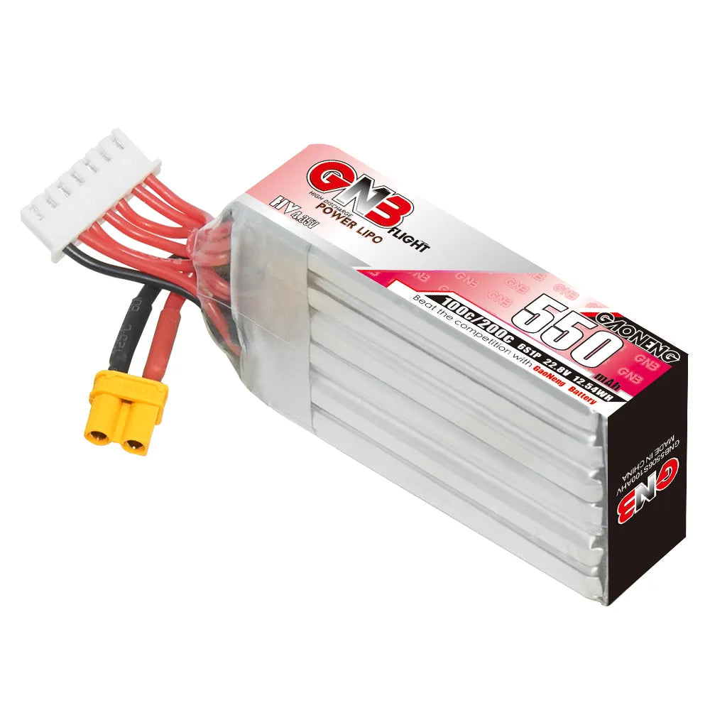 GAONENG GNB 6S 22.8V 550mAh 100C XT30 Long LiPo Battery for Drones