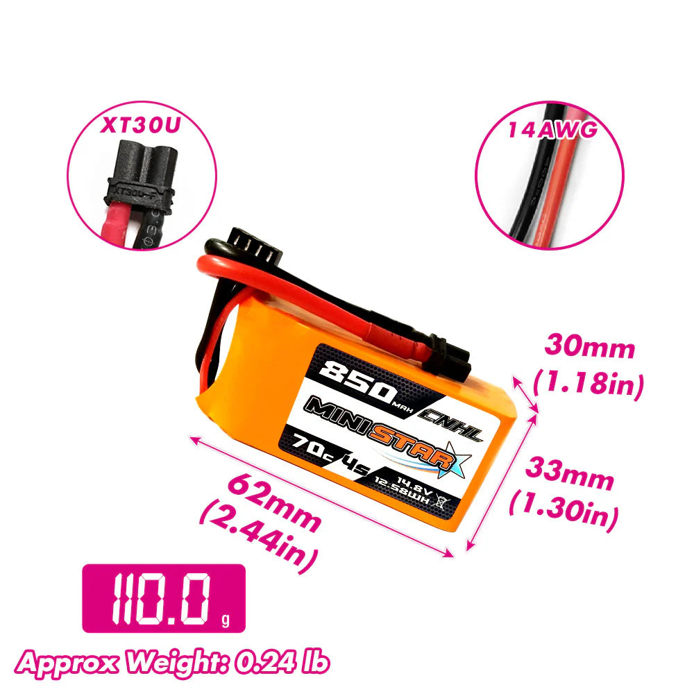 Hot Sale! Chinahobbyline CNHL Ministar 850mAh 14.8V 4S 70C Lipo RC Battery