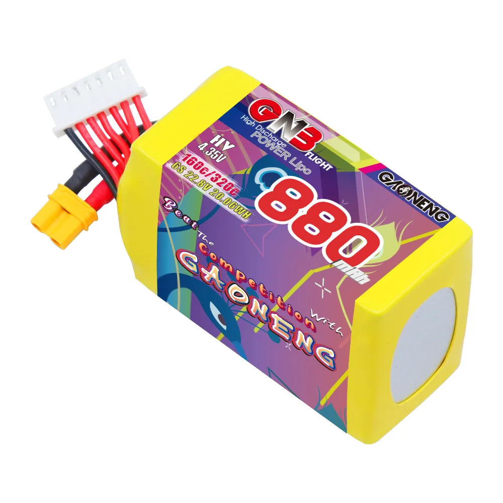 Hot Sale GAONENG 6S 22.8V 880mAh 160C LiPo Battery with XT30 Connector