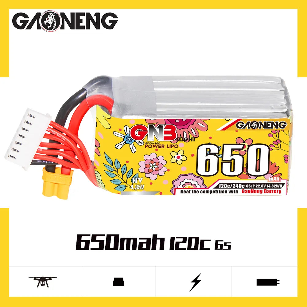 GAONENG High - Performance 6S 22.8V 650mAh 120C XT30 LiHV LiPo Battery