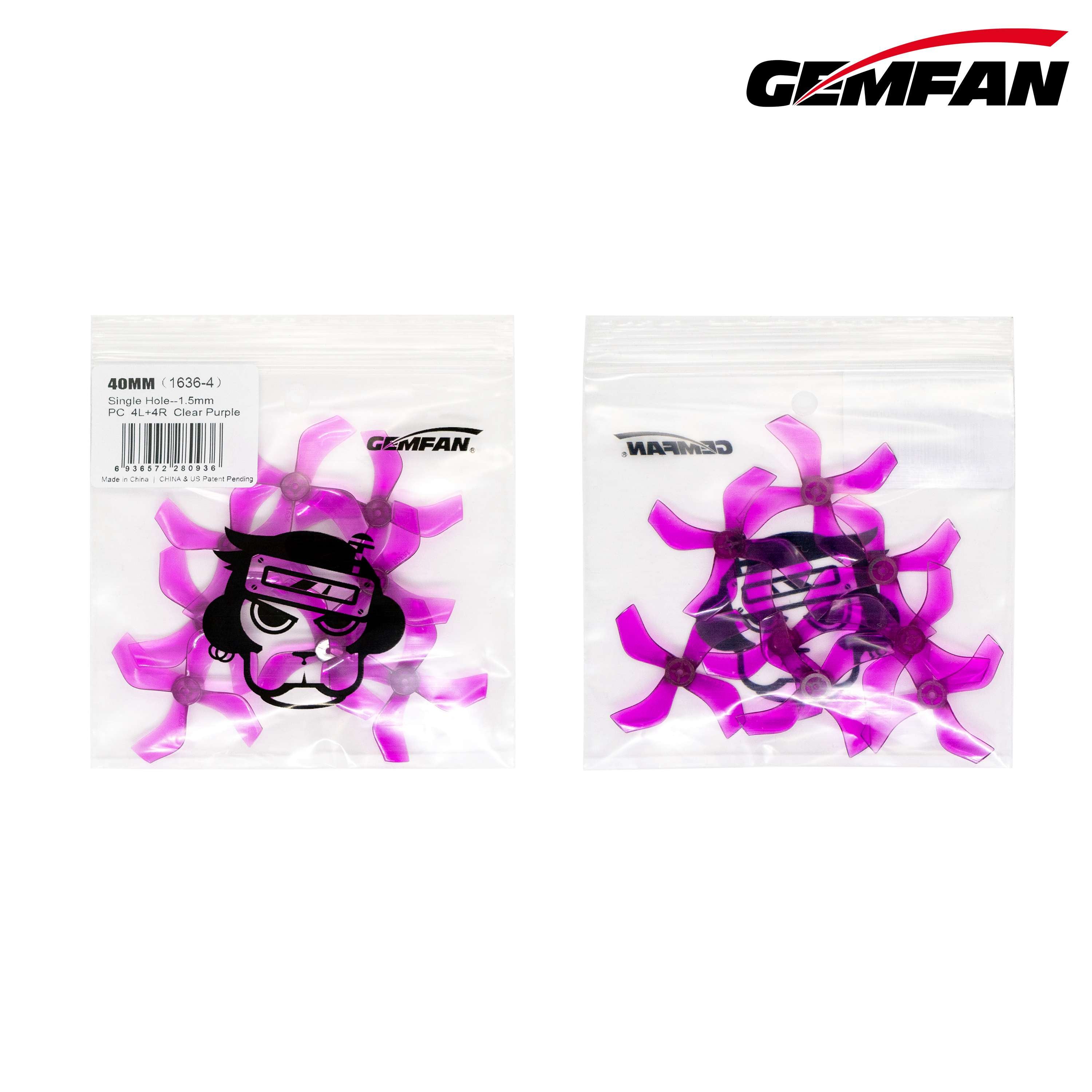 Gemfan 1.6-inch 4-Blade Whoop Propellers with 1.5mm Shaft (4CW + 4CCW)