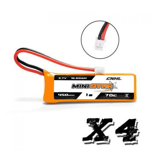 Chinahobbyline CNHL 3.7V 1S 70C 450mAh LiPo Batteries (4 Pack) - Great Deal!
