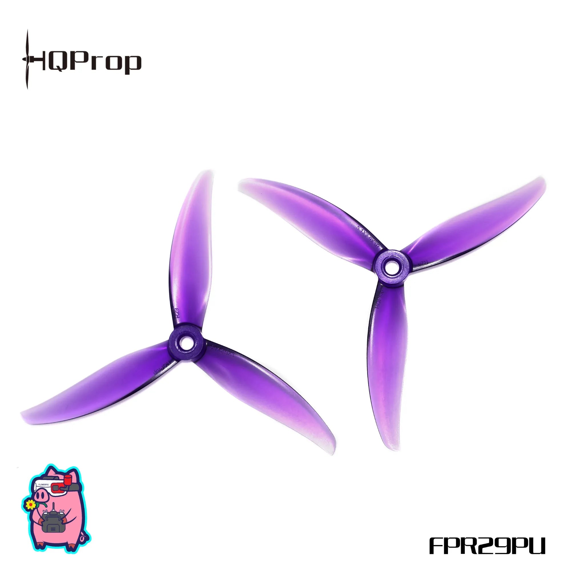 HQProp FlowerPig 5.1 - inch 3 - Blade Polycarbonate Propellers (2 CW + 2 CCW)