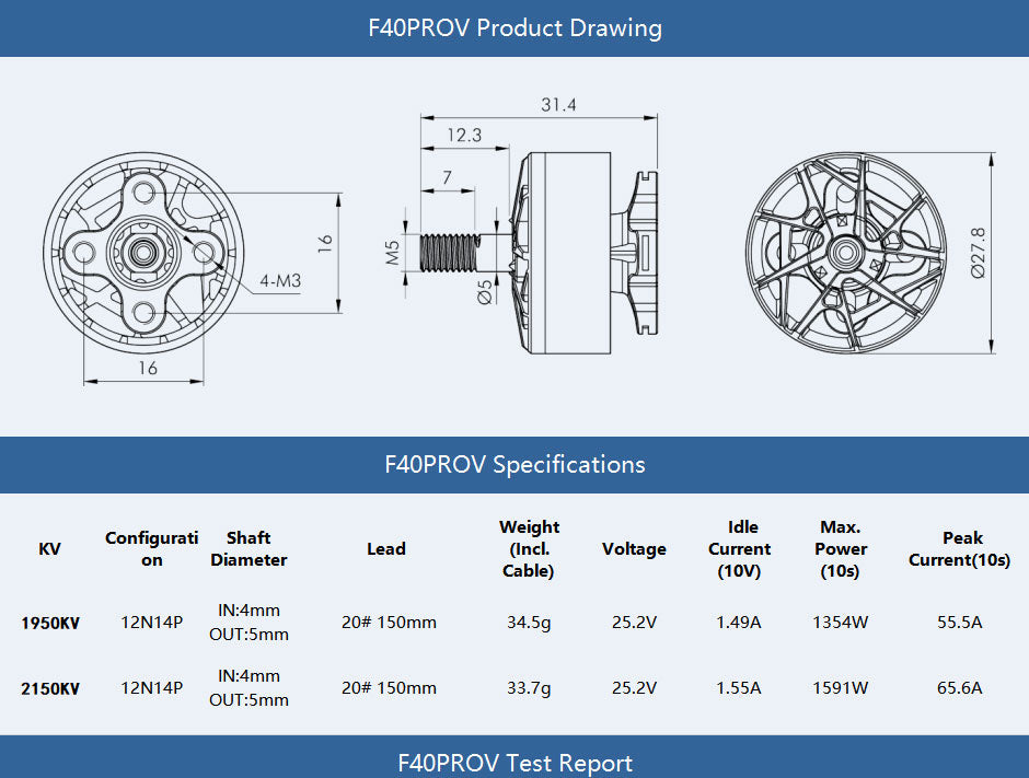 T-Motor F40 Pro V 2306 Motor - 1950KV/2150KV, Ideal for Smooth Flights