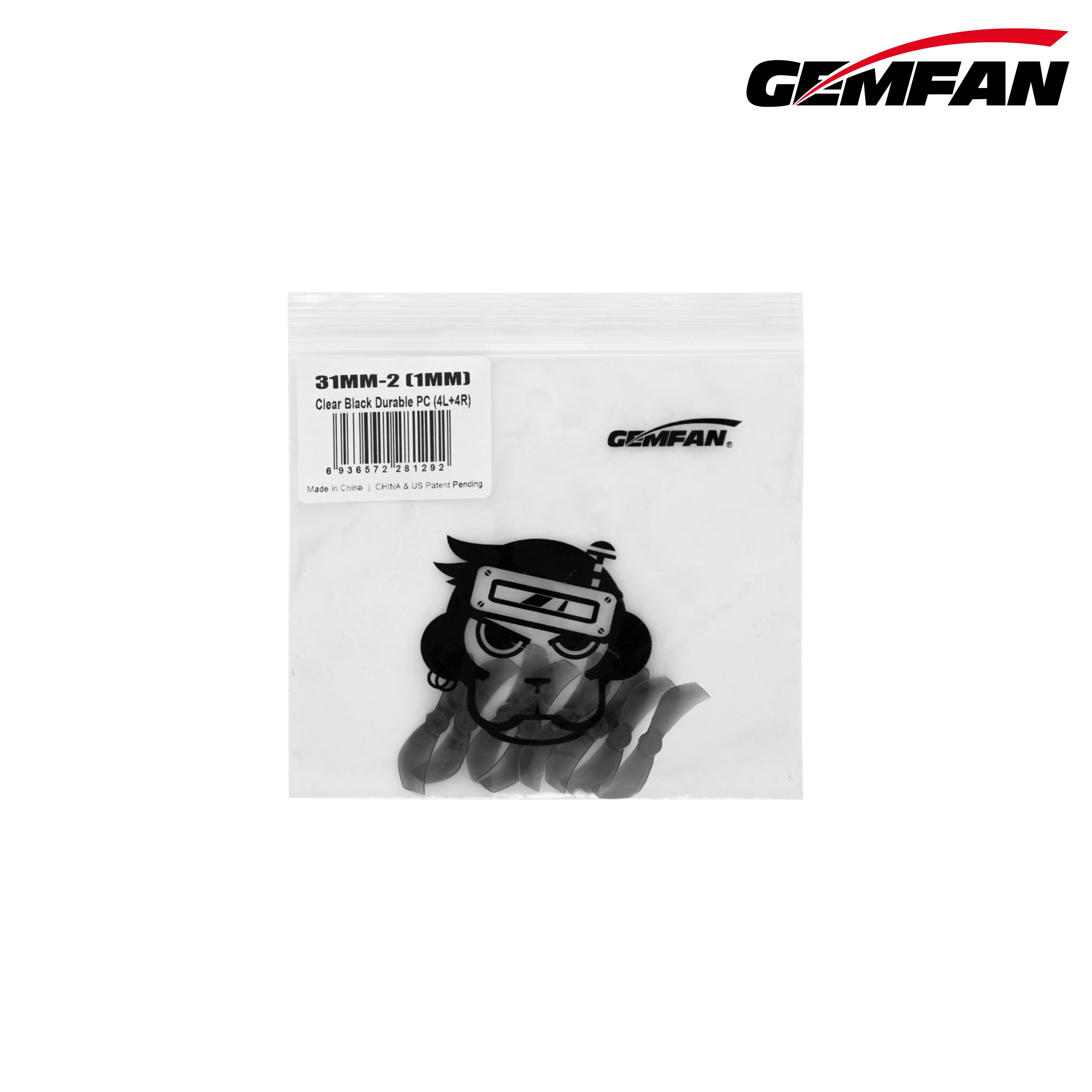 Hot Sale! Gemfan 1.2-inch 31MM 2-Blade Propellers with 1mm Shaft (2CW + 2CCW)