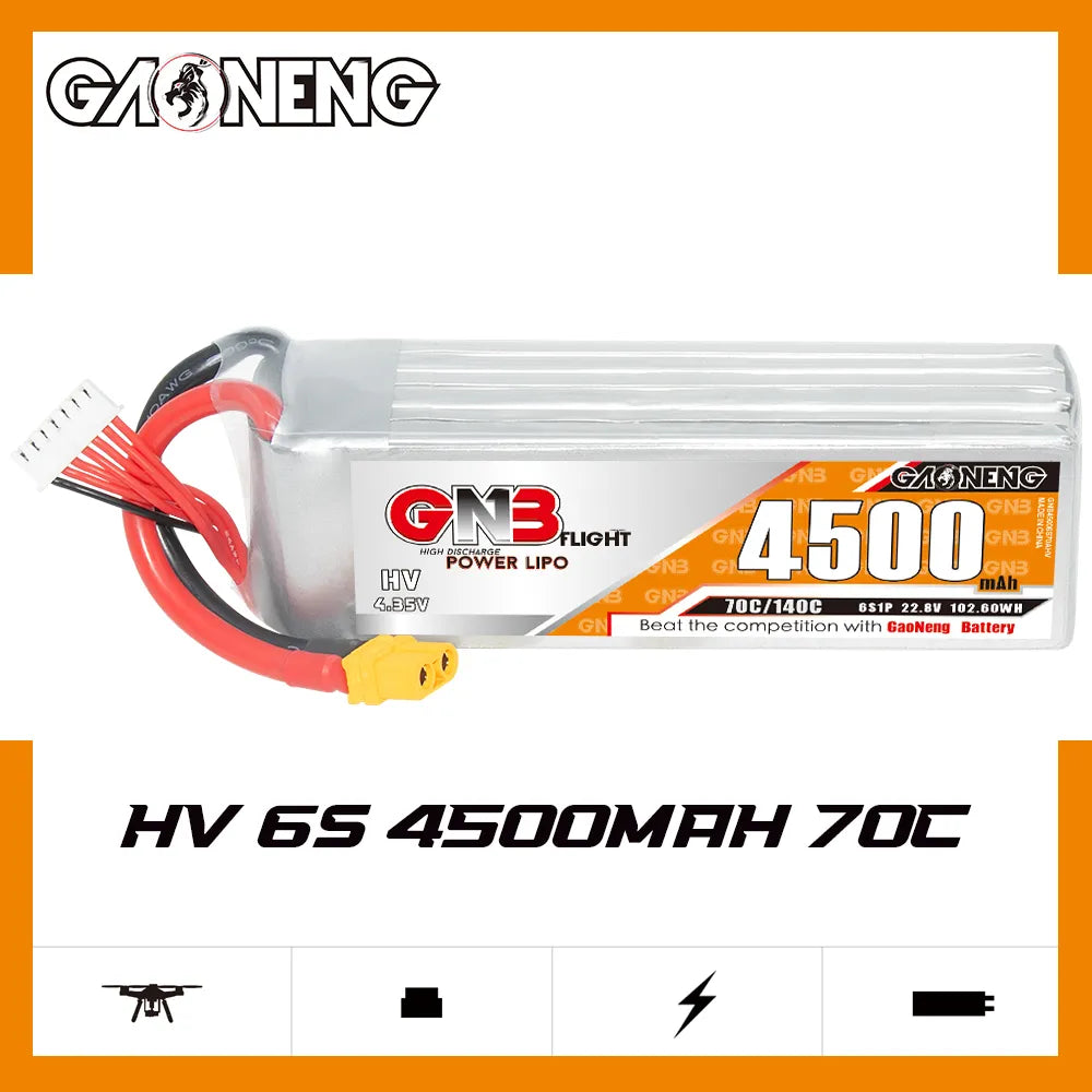 GAONENG GNB 6S 22.8V 4500mAh 70C High - Performance LiPo Battery with XT60 Connector [DG]