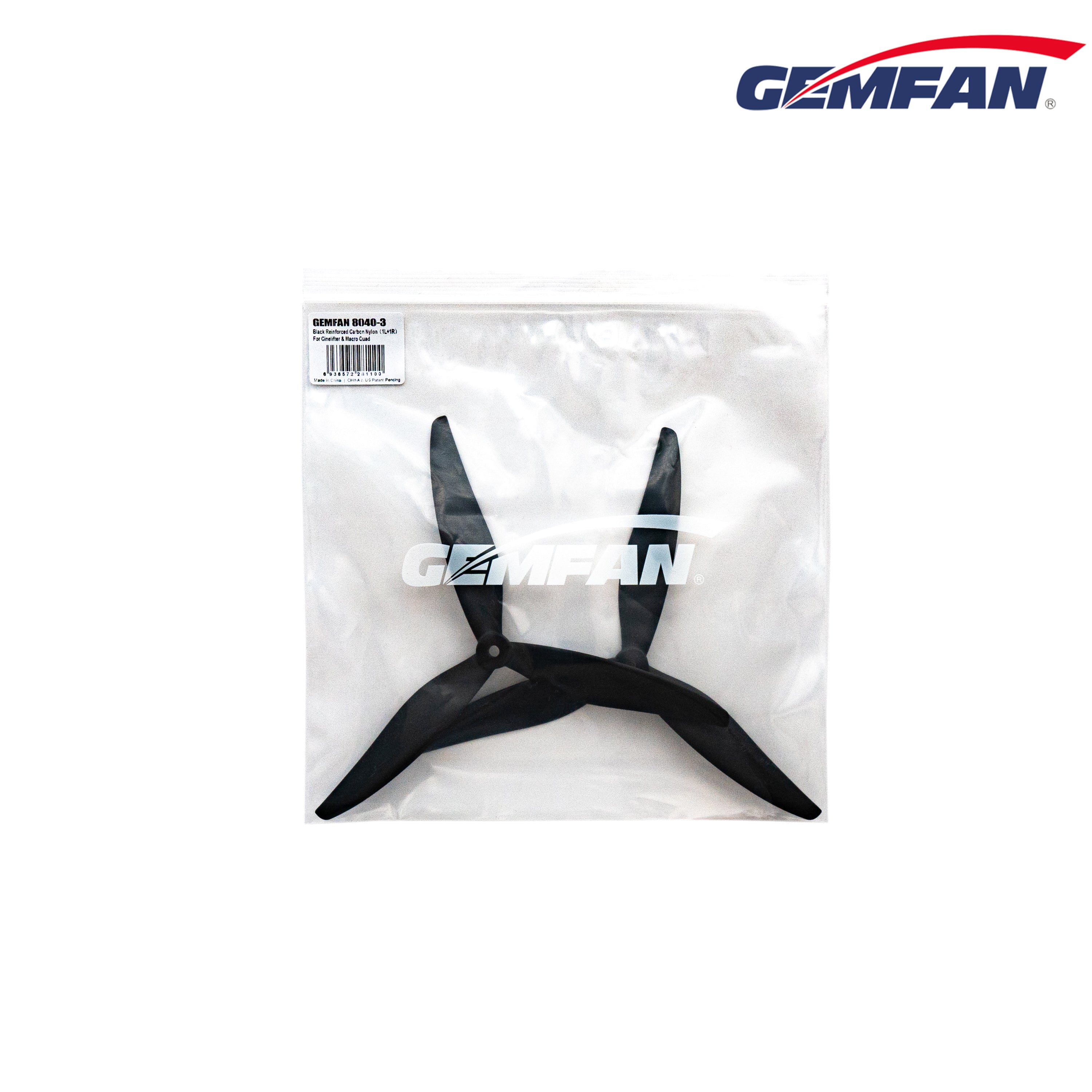 Gemfan 8040 CL Cinelifter 3-Blade Nylon Carbon Propeller Set (1 CW + 1 CCW) - Ideal for Professional Cine Flying