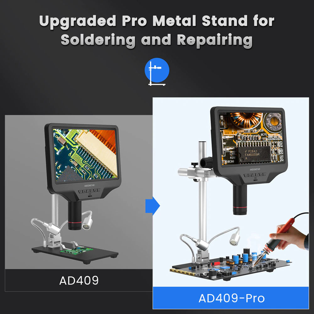 Andonstar 10.1'' AD409 PRO HDMI WIFI Digital Microscope for PCB SMT SMD Repair with Measure Software