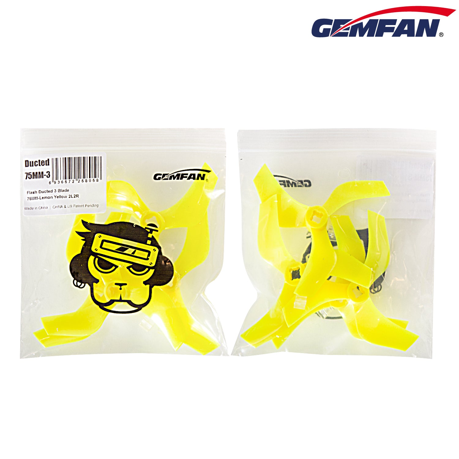 Gemfan D75 75mm 3-Blade Ducted Propellers with M5 Adapters - 1.5mm Shaft (2CW + 2CCW) - Great for Racing