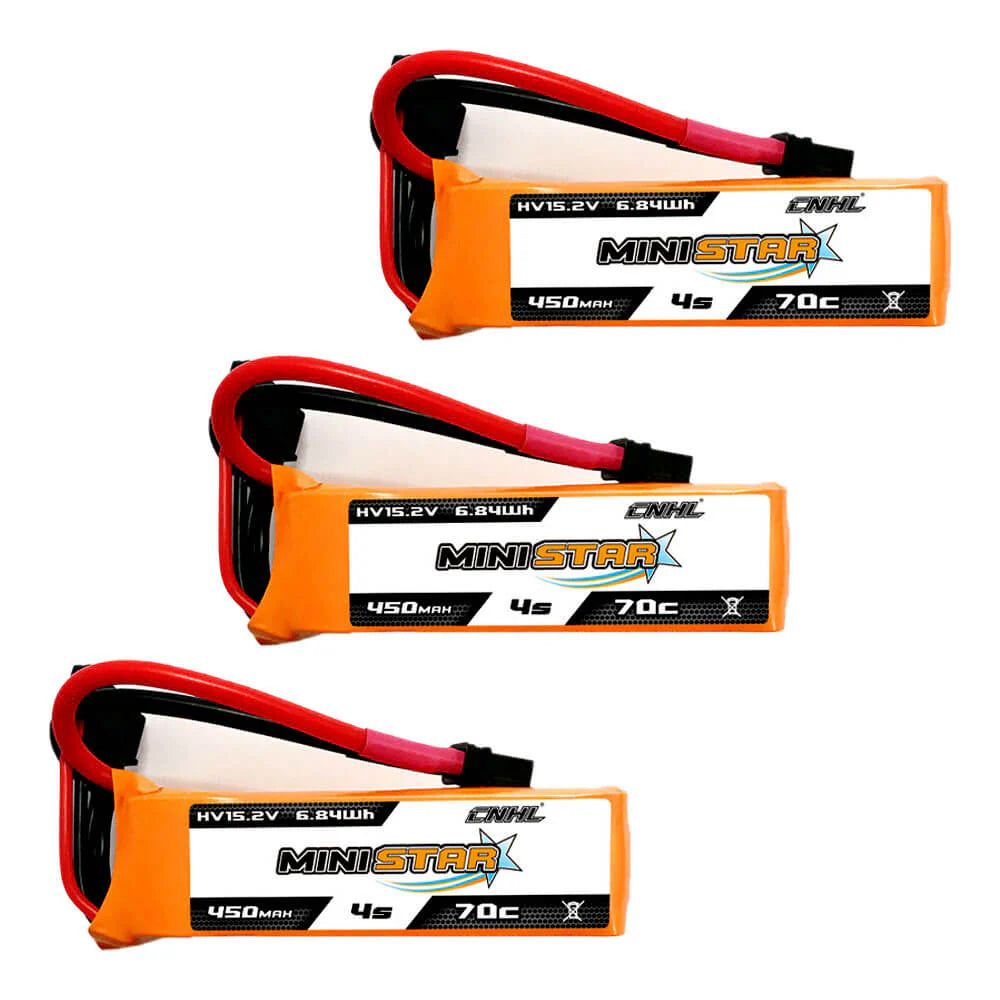 CNHL MiniStar 3-Pack 450mAh 15.2V 4S 70C LiHV Lipo Battery with XT30