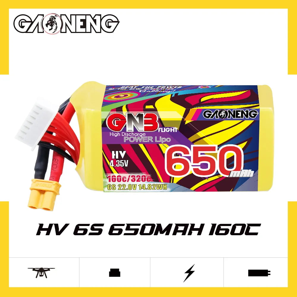 GAONENG High - Performance 6S 22.8V 650mAh 160C XT30 LiHV LiPo Battery