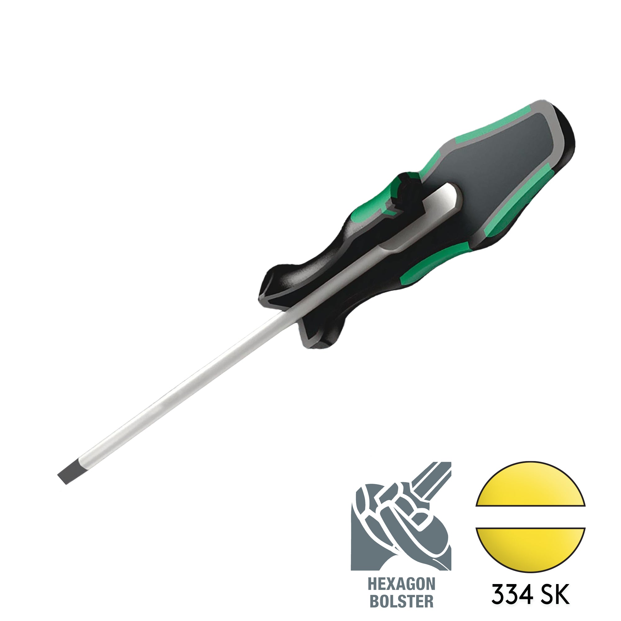 Wera 334 SK 1.2x7x125mm High - Torque Slotted Flat Head Screwdriver (Hex Bolster)