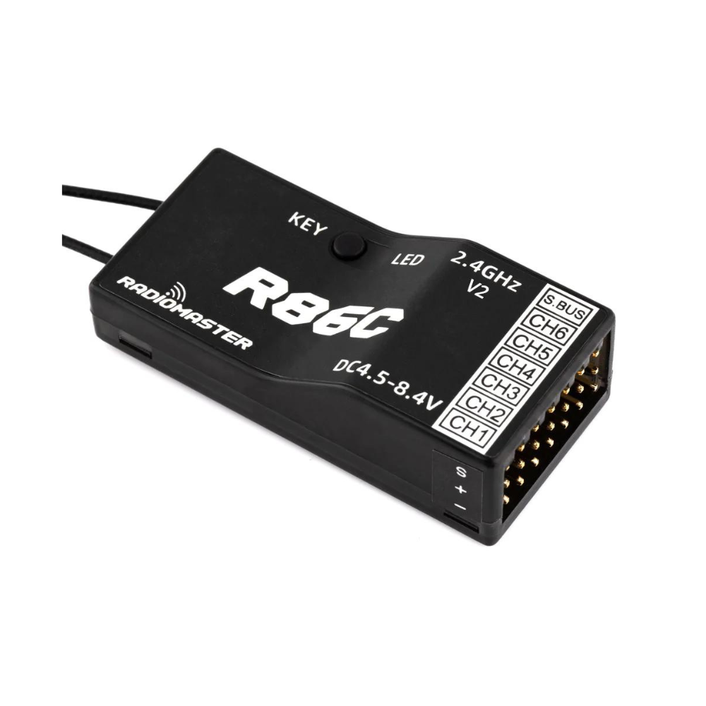 RadioMaster R86C V2 2.4GHz 6CH PWM/8CH SBUS Receiver Compatible with FrSky D8/D16 & Futaba SFHSS