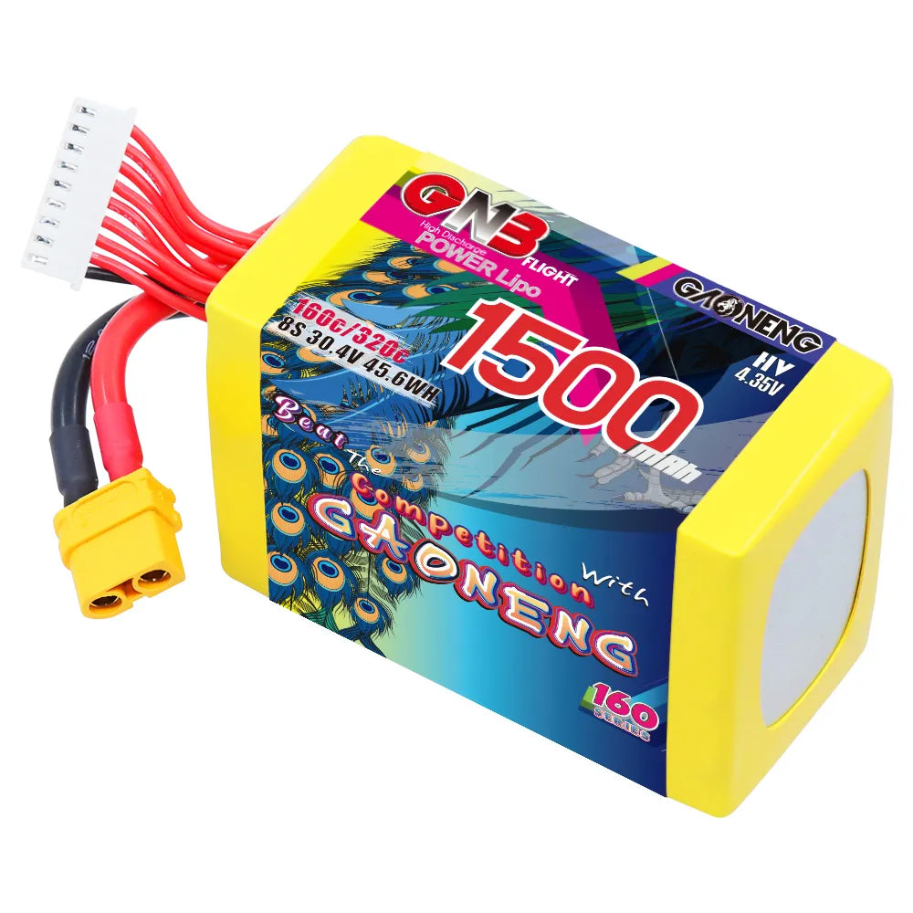 GAONENG High - Performance 8S 30.4V 1500mAh 160C XT60 LiPo Graphene Battery for FPV Drones & More