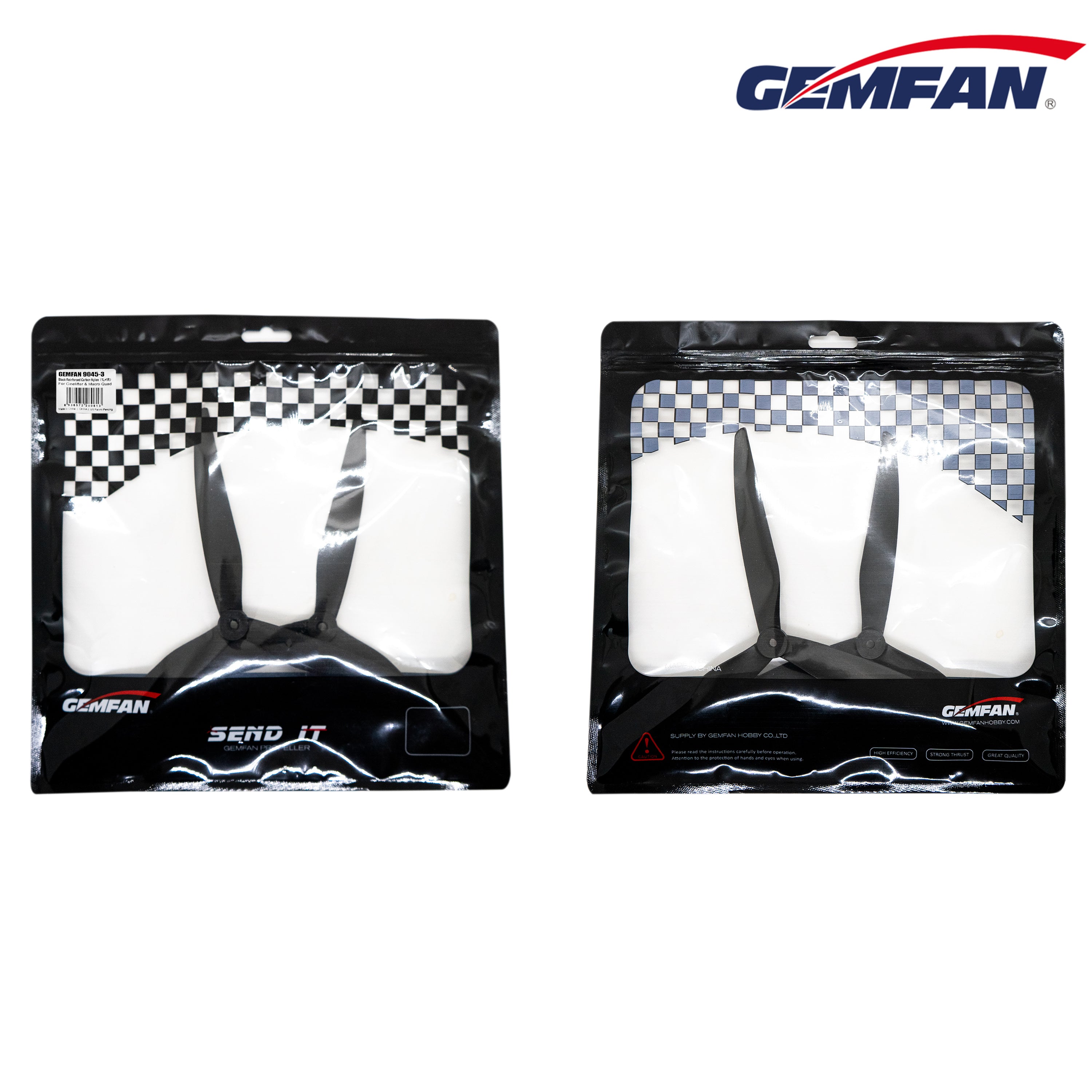 Gemfan CL Cinelifter 9045 3-Blade Carbon Nylon Propellers (1CW+1CCW) - Ideal for Cinematic Shots