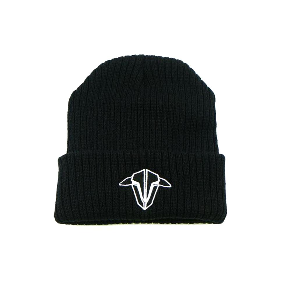 TBS Stylish Black Synthetic Fiber Beanie with Logo