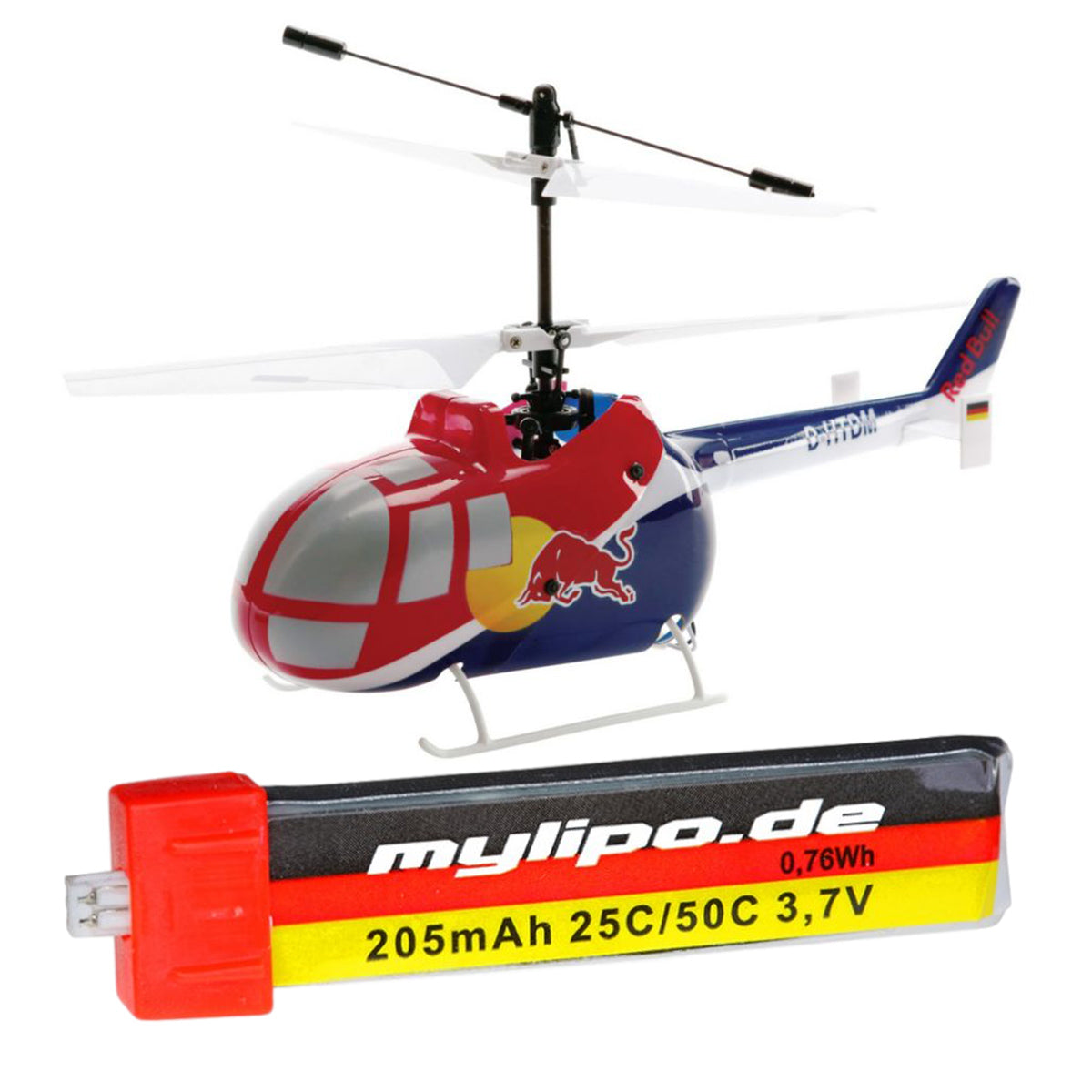 Get More Power! 205mAh Upgrade Battery for Red Bull BO - 105 CB CX Helicopter (BLH2800) by MMW