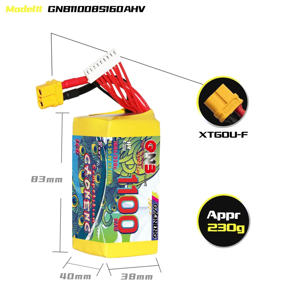 GAONENG High - Performance 8S 30.4V 1100mAh 160C XT60 LiPo Graphene Battery