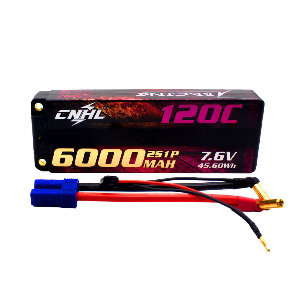 Hot Sale! CNHL Racing Series 6000mAh 7.6V 2S 120C HV Hard Case LiHV Lipo Battery with EC5 for RC Racing