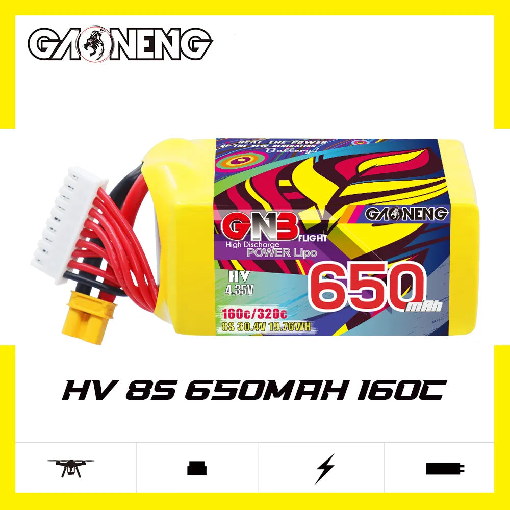 GAONENG High - Performance 8S 30.4V 650mAh 160C LiHV LiPo Battery with XT30 Connector