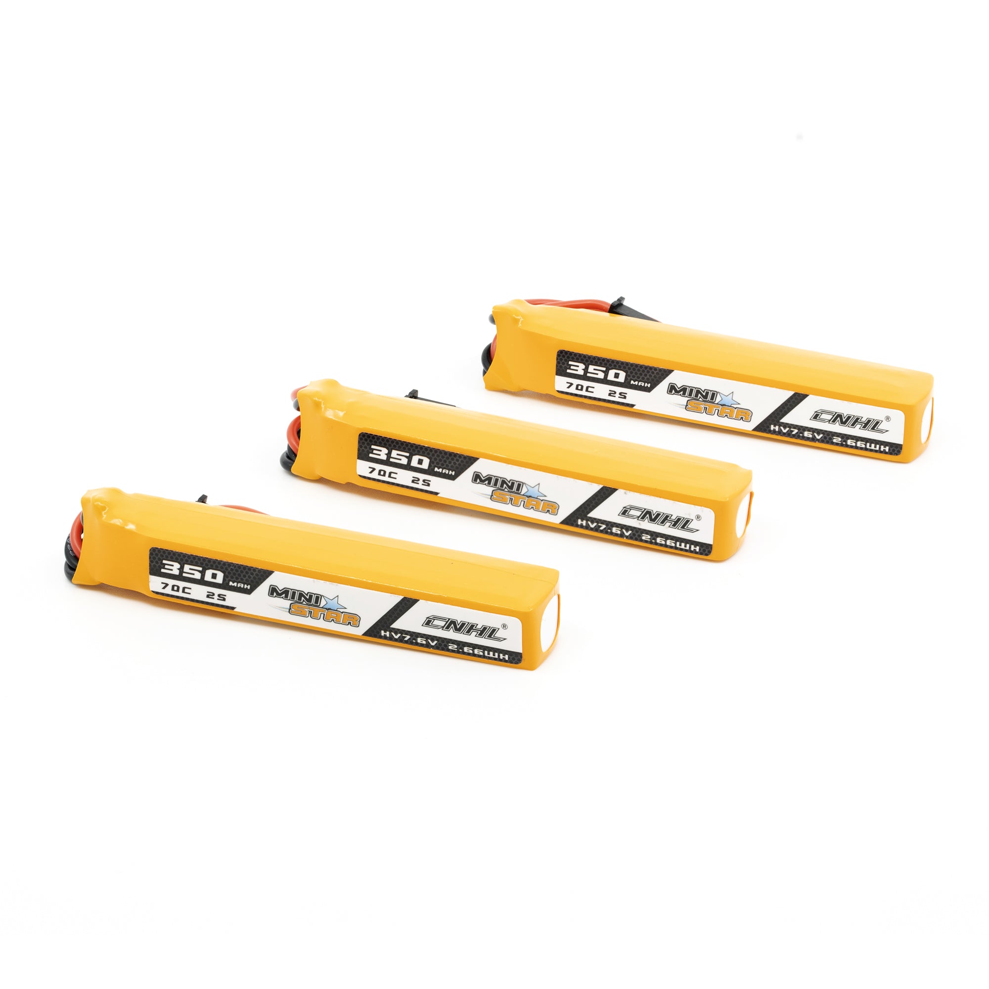 Chinahobbyline CNHL Ministar 350mAh 7.6V 2S 70C HV Slim Long Lipo Battery (3-Pack)