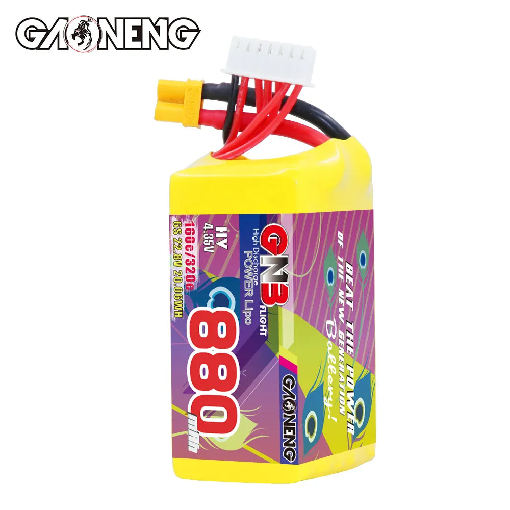 Hot Sale GAONENG 6S 22.8V 880mAh 160C LiPo Battery with XT30 Connector