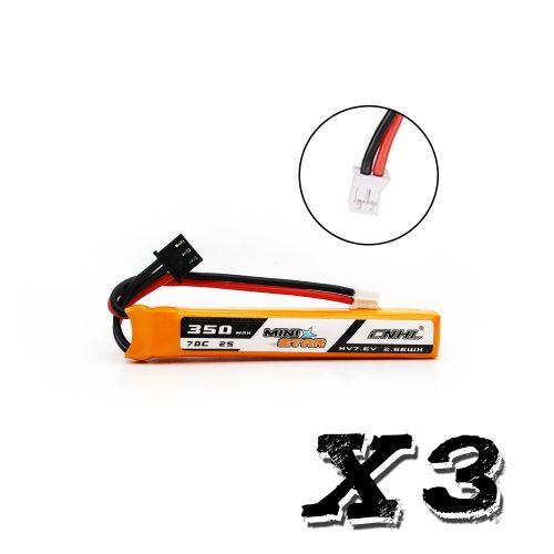 Chinahobbyline CNHL Ministar 350mAh 7.6V 2S 70C HV Slim Long Lipo Battery (3-Pack)