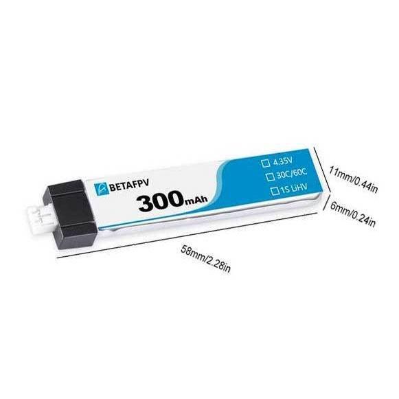 Hot Deal! BetaFPV 1S 30C 300mAh HV Lipo Battery with JST - PH2.0 Connector (Single Piece)