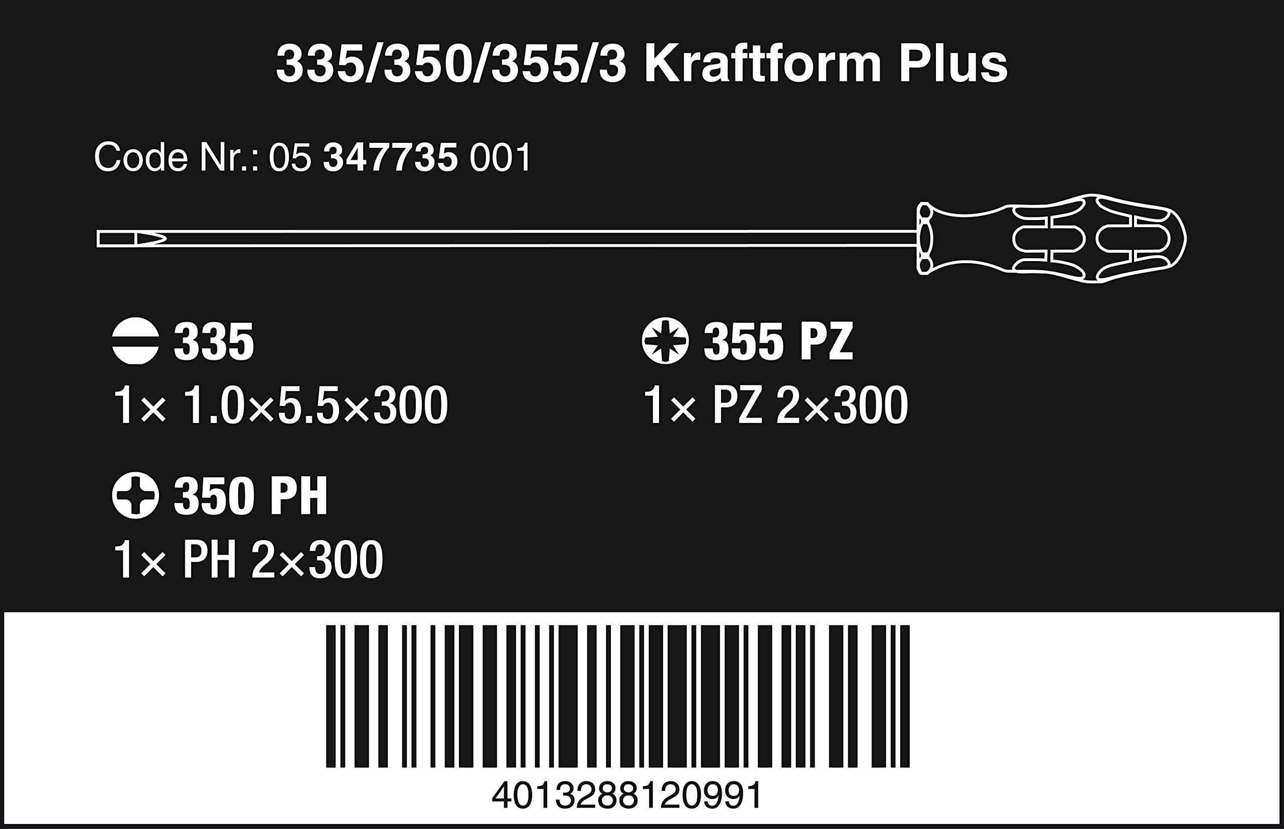Wera 3-Piece Extra Long Combo Screwdriver Set - PH/PZ/Flat, German Engineered