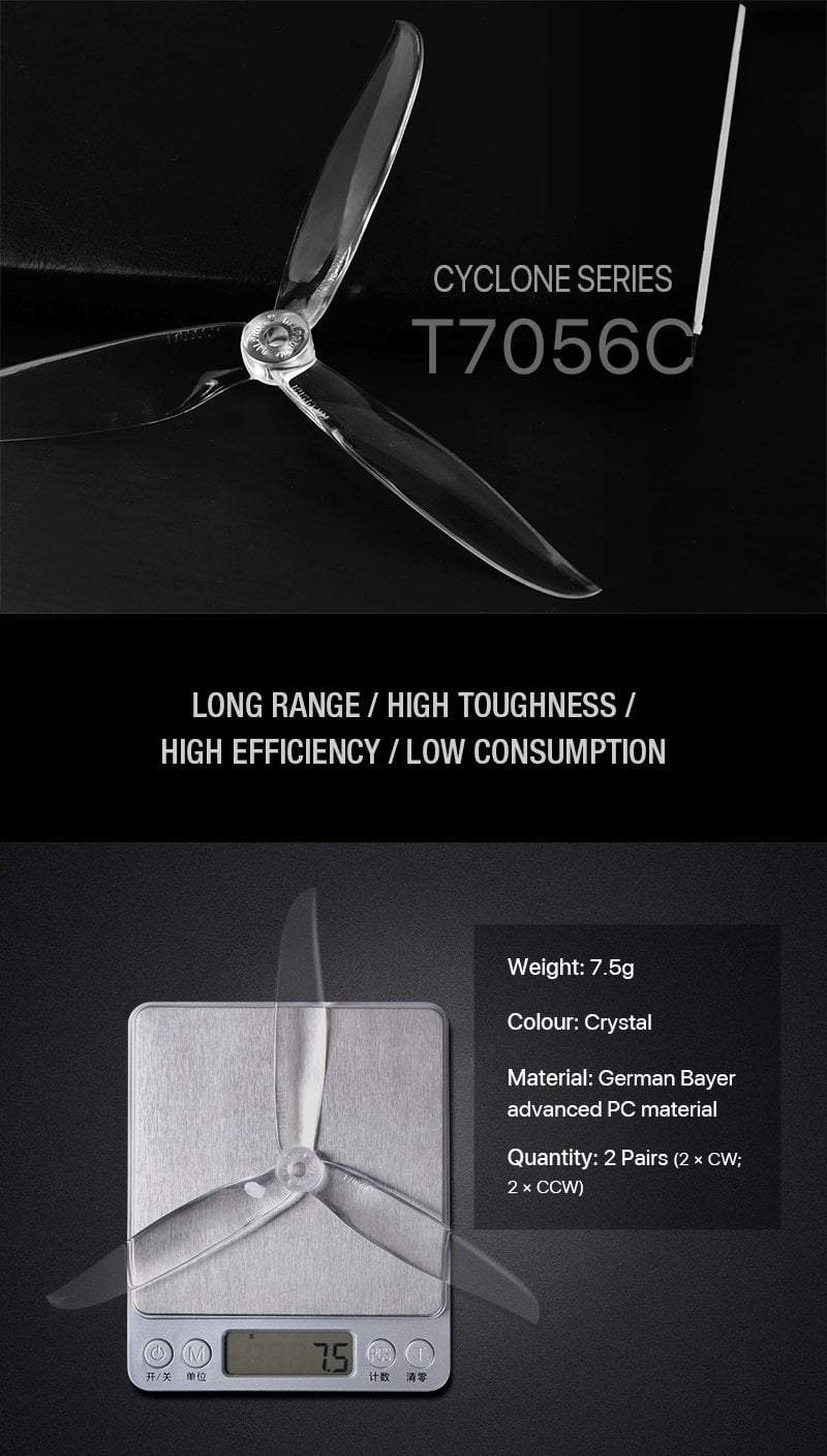 Hot Sale! Dal Prop Cyclone T7056C PRO Propellers Set with 2 CW and 2 CCW Blades
