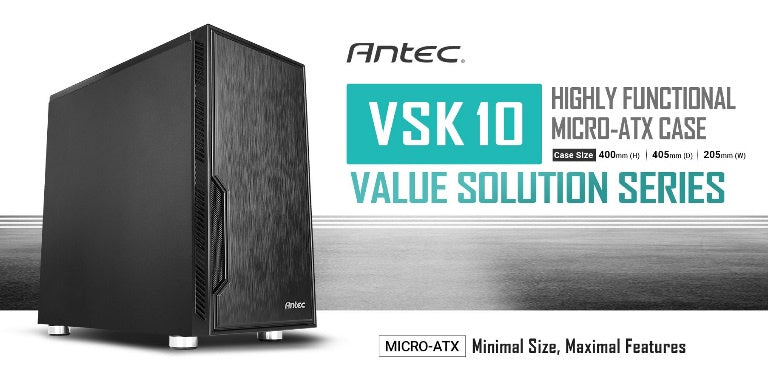 Antec VSK10 mATX Case: 2x USB 3.0, Pre - installed Fan, 2 - Year Warranty [PC]