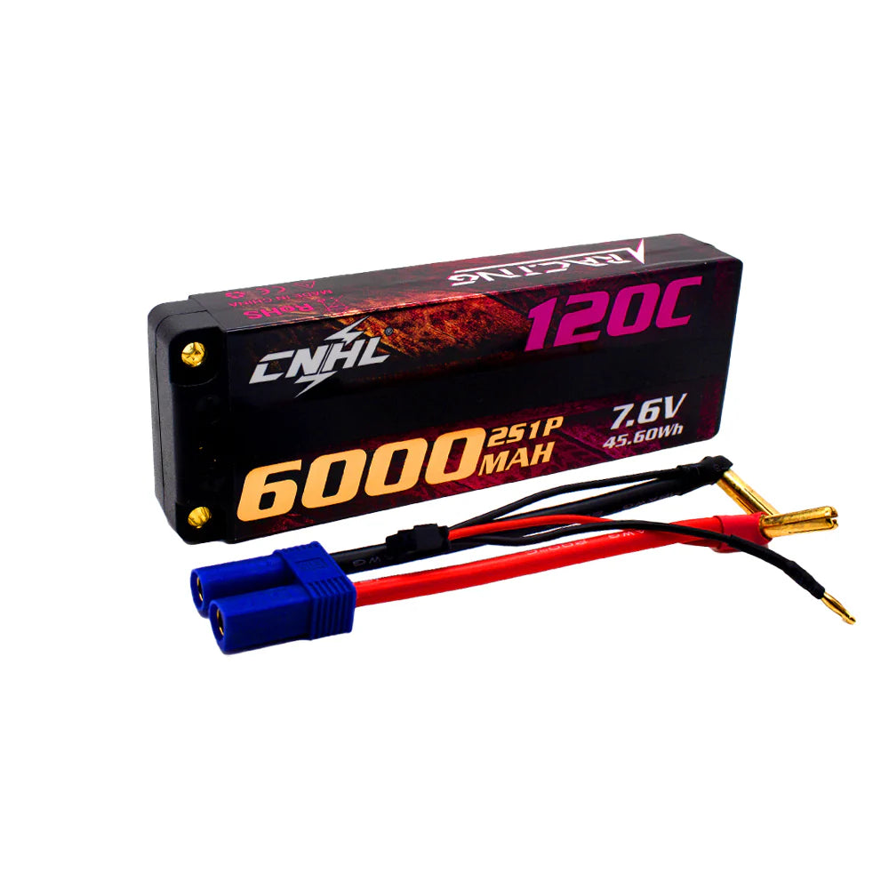 Hot Sale! CNHL Racing Series 6000mAh 7.6V 2S 120C HV Hard Case LiHV Lipo Battery with EC5 for RC Racing